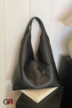 Fashionable Solid Color Soft Leather Underarm Bag Simple Large Capacity