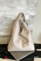 Fashionable Solid Color Soft Leather Underarm Bag Simple Large Capacity