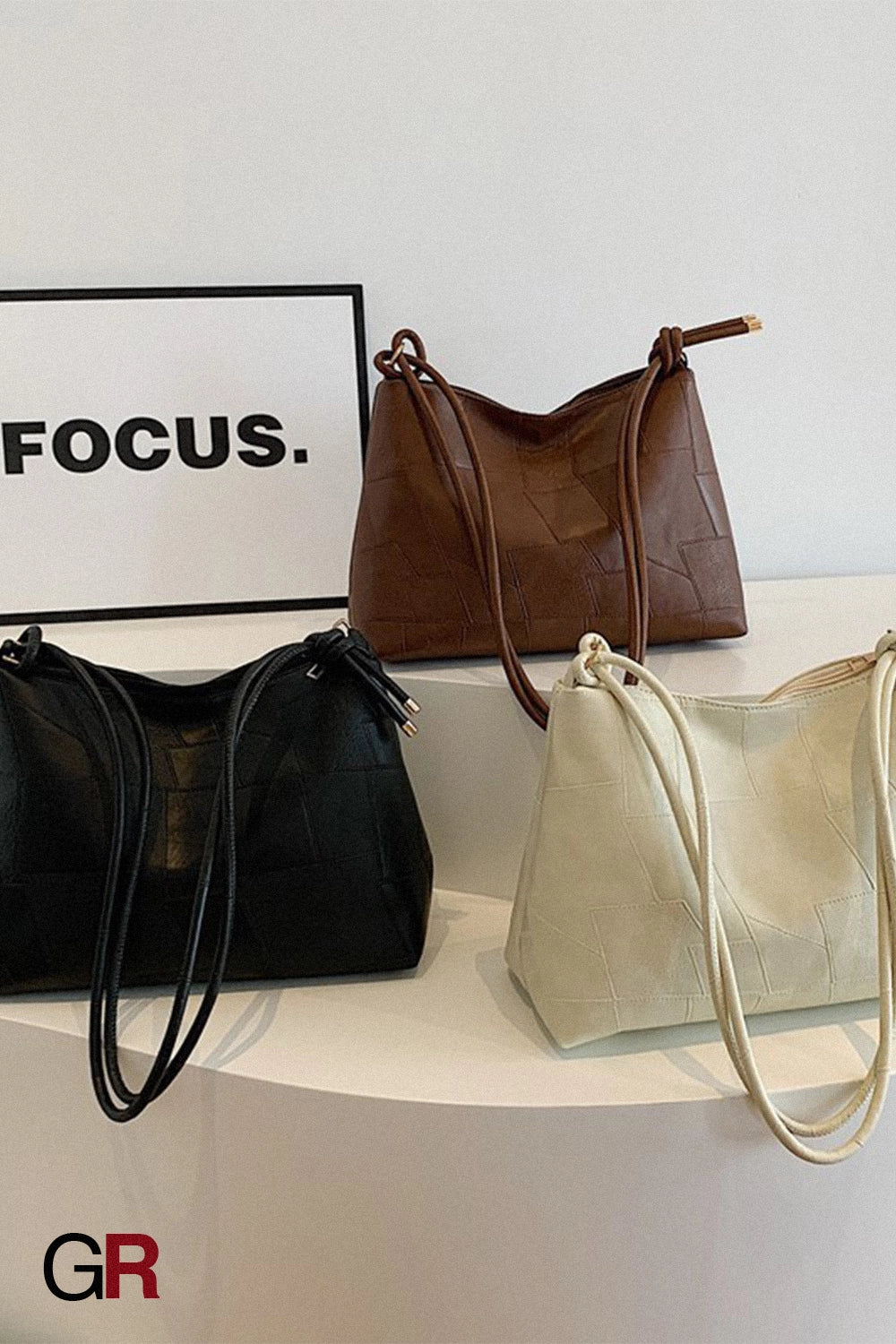 Portable One Shoulder Retro Large Capacity Fashion Solid Color Casual Tote Bag
