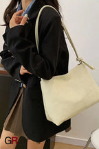 Portable One Shoulder Retro Large Capacity Fashion Solid Color Casual Tote Bag