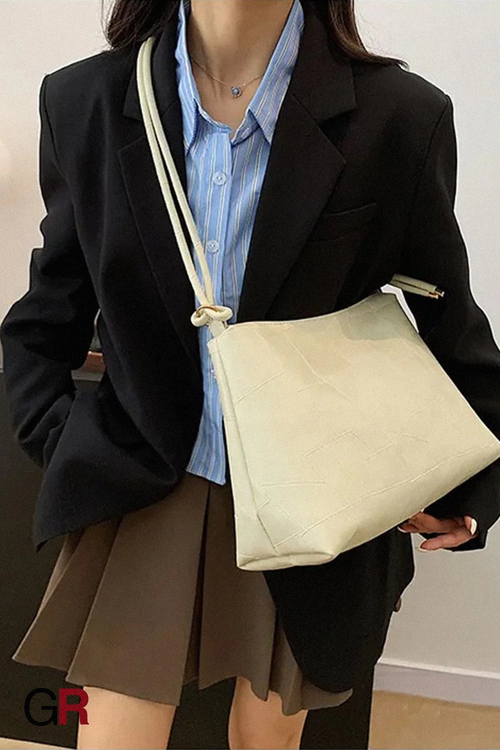Portable One Shoulder Retro Large Capacity Fashion Solid Color Casual Tote Bag