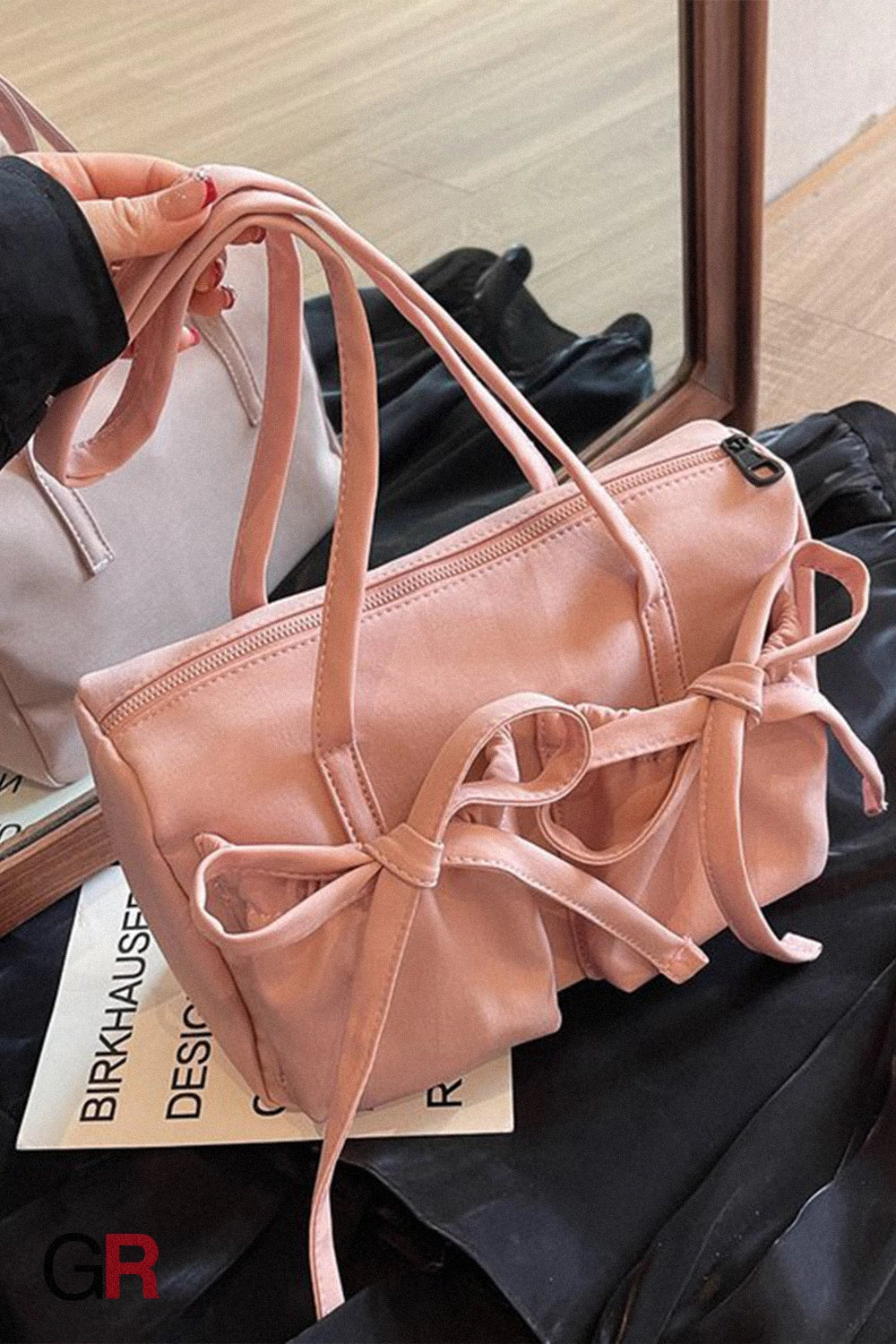 Bow Zipper Tote Large Capacity Shoulder Bag Women