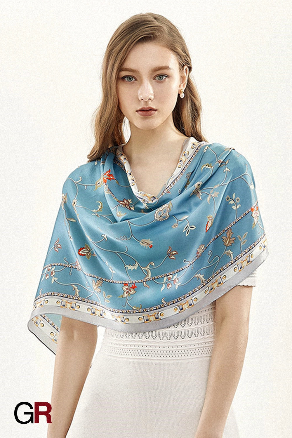 Azure Jardin Silk Scarf
