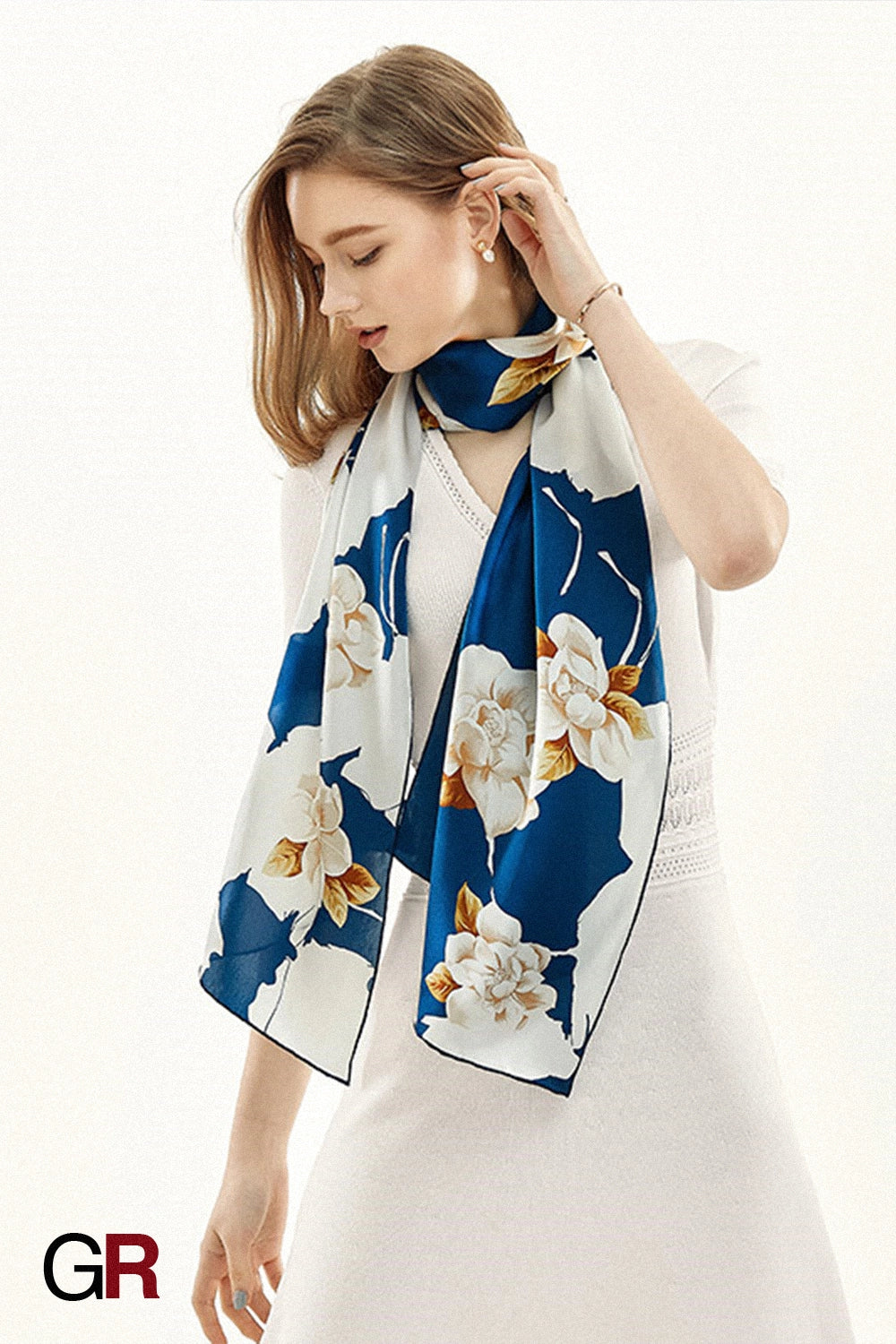 Azure Jardin Silk Scarf