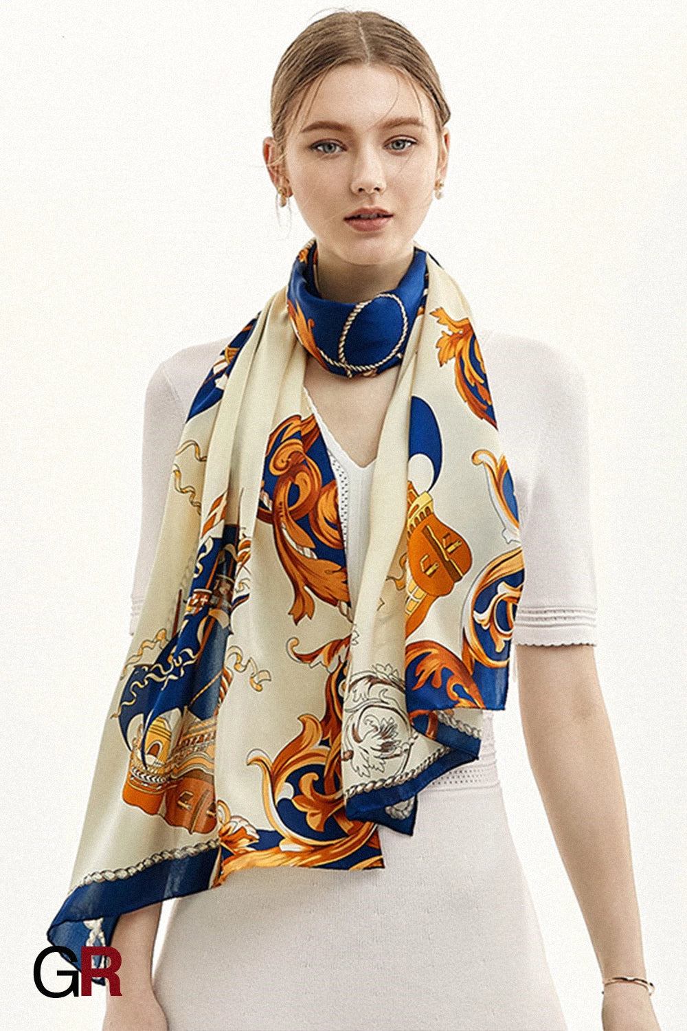 Azure Jardin Silk Scarf