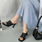 Urban Square Toe High Heel Sandals - GlamoROZ