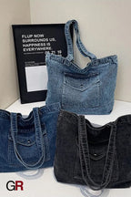 Denim Shoulder Bag Large Capacity Shopping Bag Tote Bag