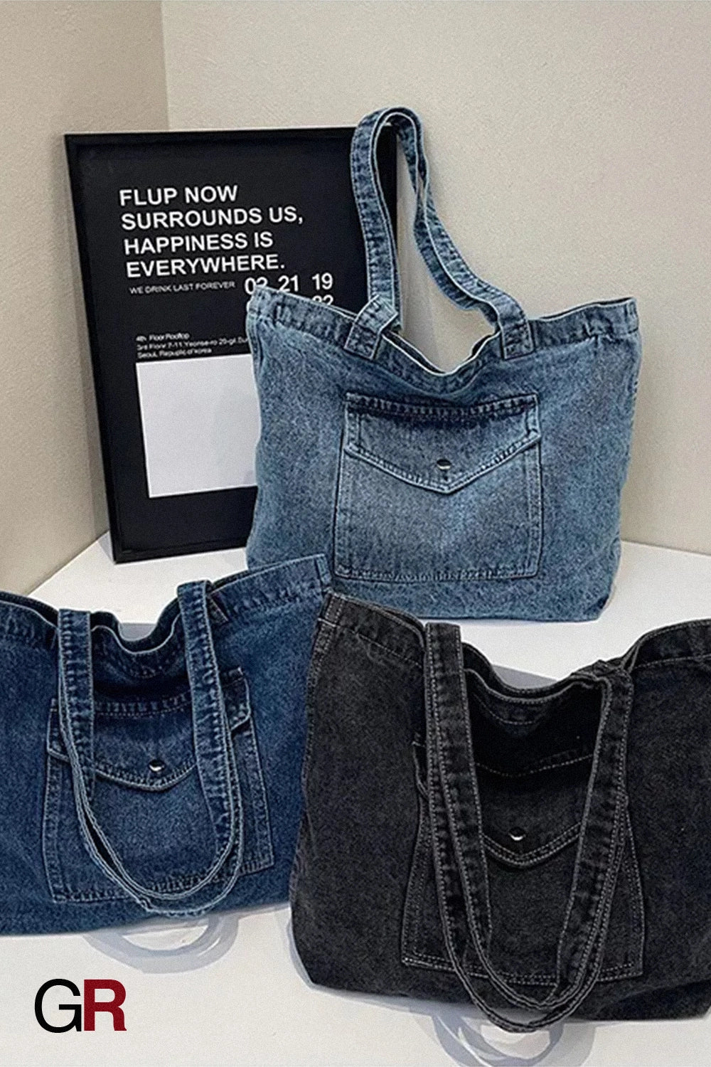 Denim Shoulder Bag Large Capacity Shopping Bag Tote Bag