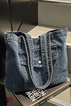 Denim Shoulder Bag Large Capacity Shopping Bag Tote Bag