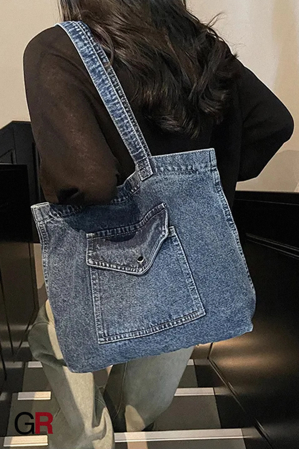 Denim Shoulder Bag Large Capacity Shopping Bag Tote Bag