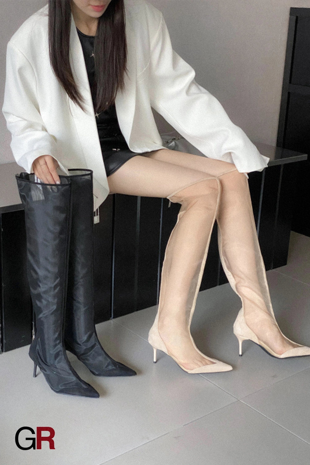 Sloane Mesh Knee Boots