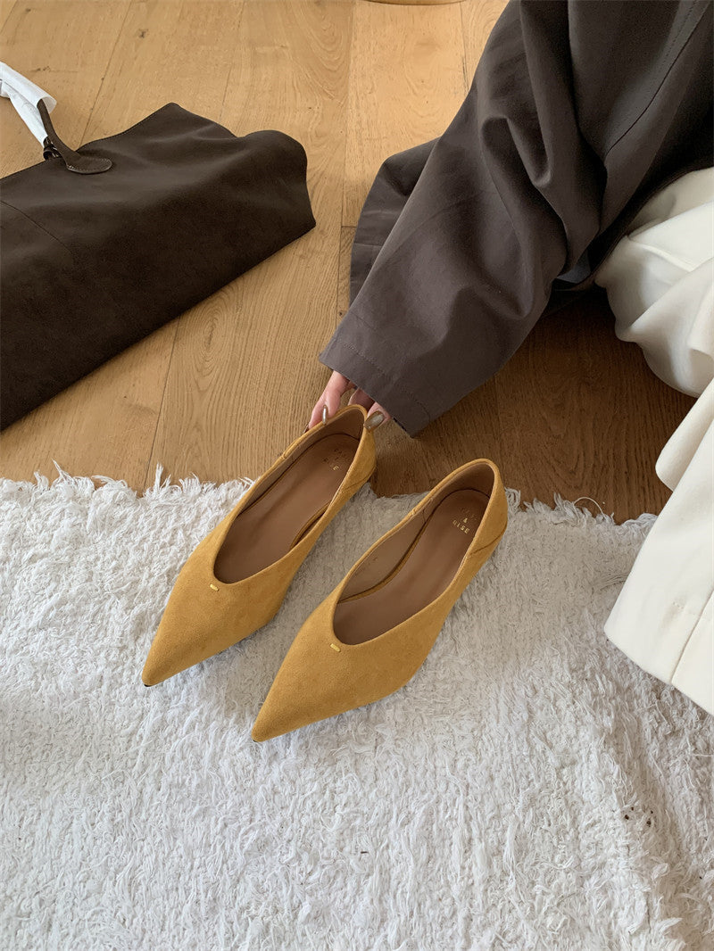 Wedge Suede Pointed Toe Pumps Women's Shoes