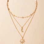 Sunrise Layers Golden Pendant Necklace - GlamoROZ