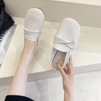 Closed Toe Loafers Half Slippers Women Soft Bottom Heel Grandma Shoes Sandals Women