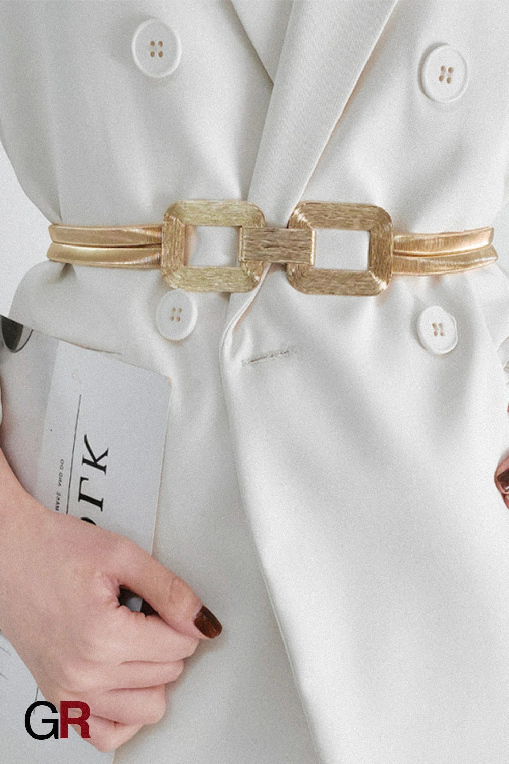 AURORA SCULPTED METALLIC BELT