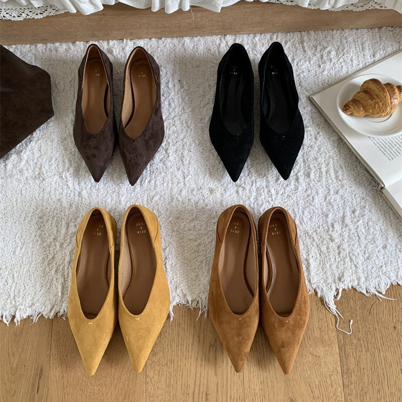 Wedge Suede Pointed Toe Pumps Women's Shoes
