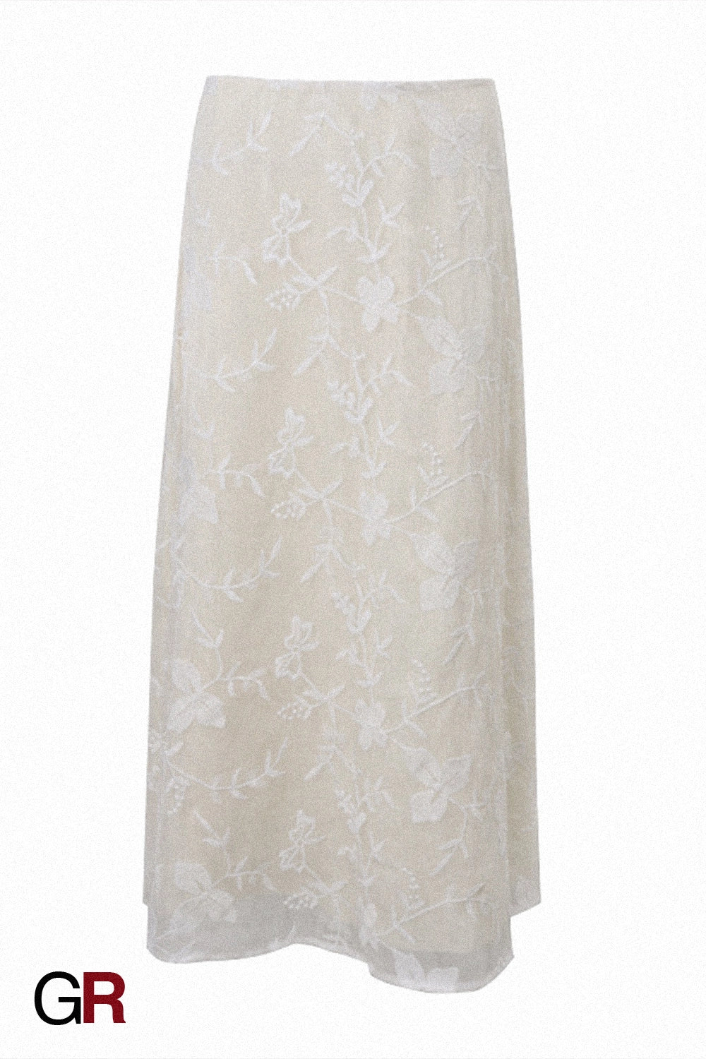 Embroidered Sheer Maxi Skirt
