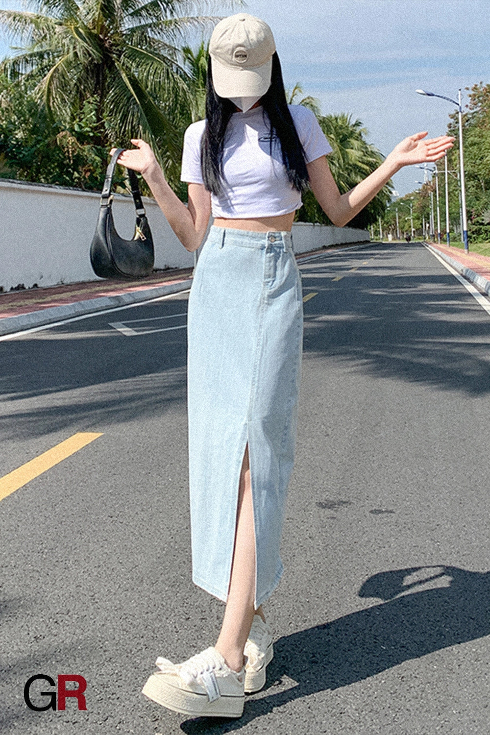 Coastline Slit Denim Midi
