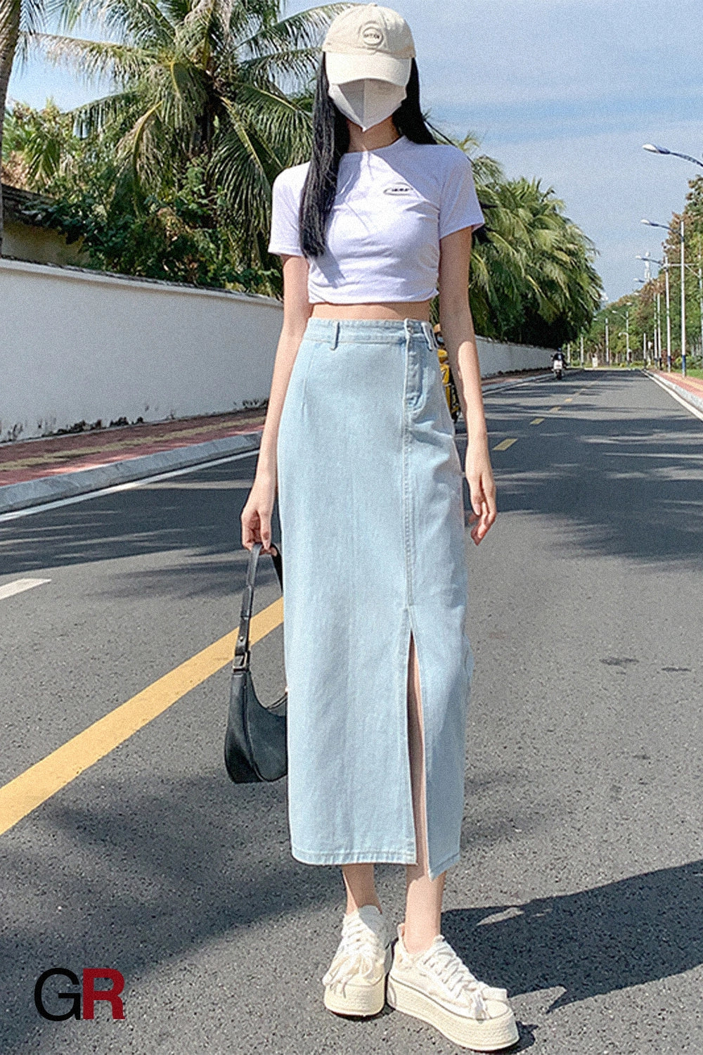 Coastline Slit Denim Midi