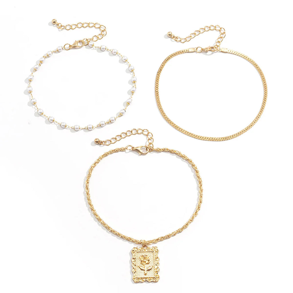 Golden Flower Chain Anklet - GlamoROZ