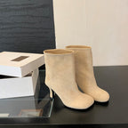 Simple Graceful Round Toe High Heel Booties