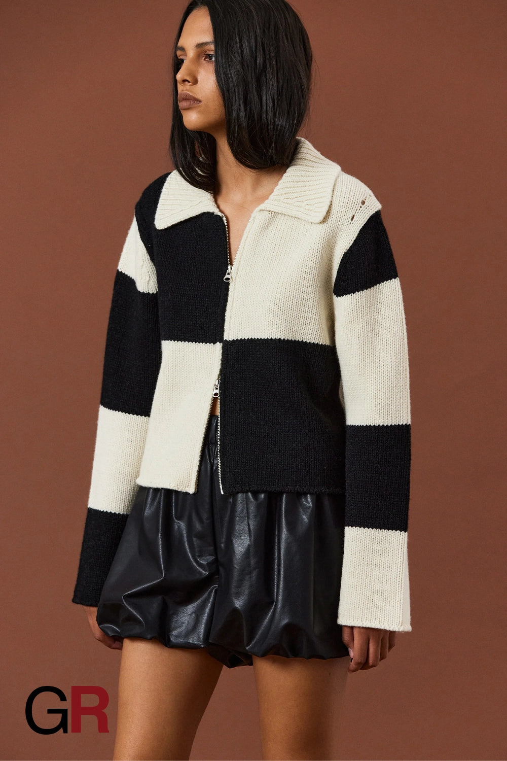 Monochrome Majesty Checkerboard Cardigan - GlamoROZ