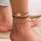 Opulent Shell Hollow Anklet Set - GlamoROZ