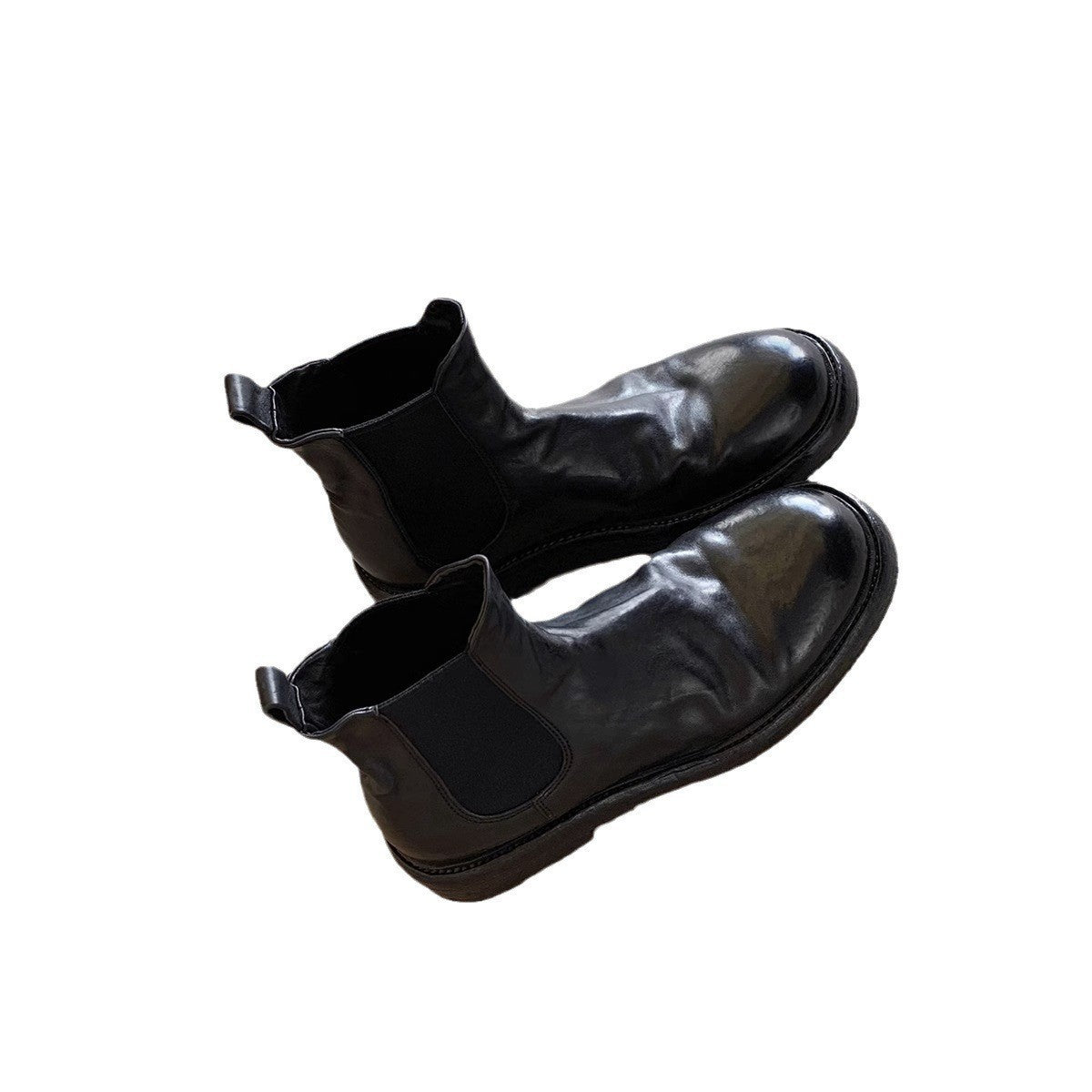 Washed Horse Leather Pleated Chunky Heel Platform Smoke Pipe Boots For Women