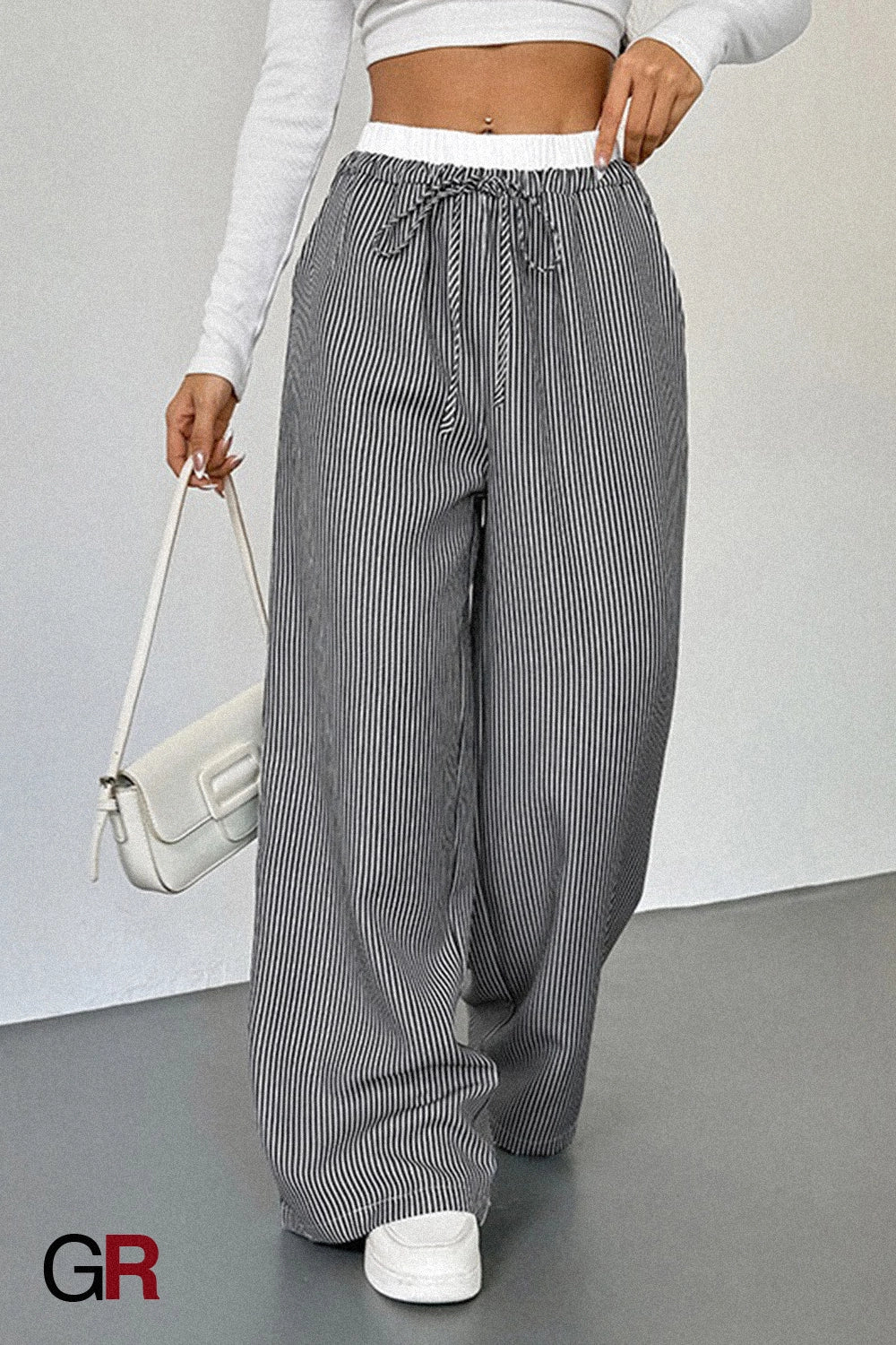 Pinstripe Lounge Wide-Leg