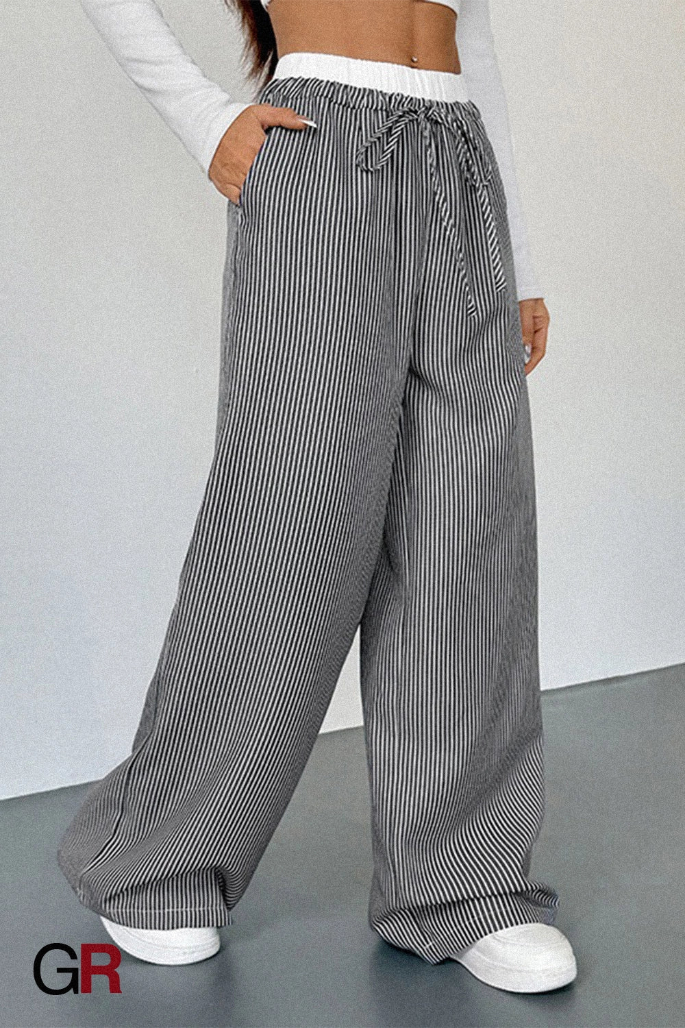 Pinstripe Lounge Wide-Leg