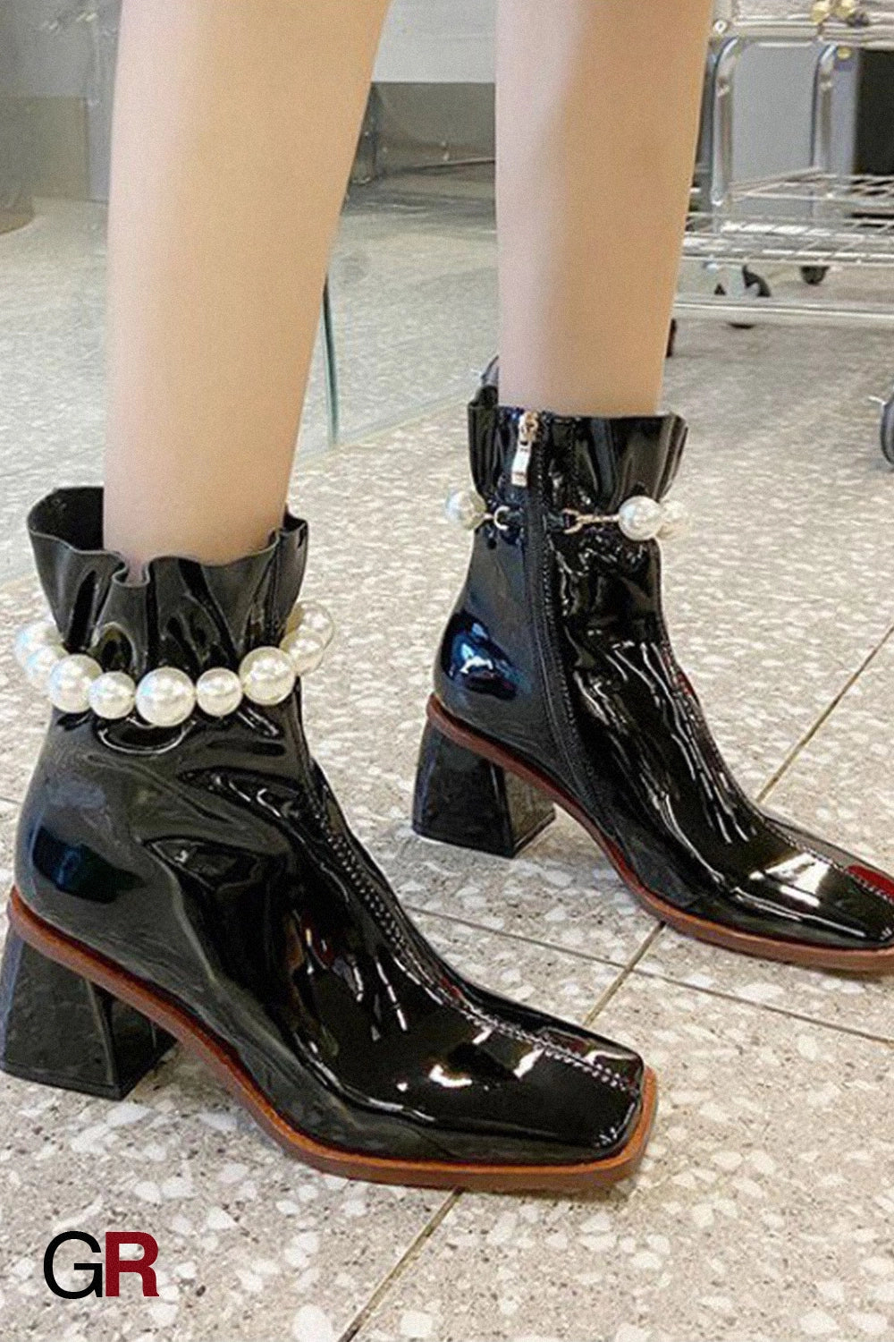 Colette Pearl-Trim Ankle Boots