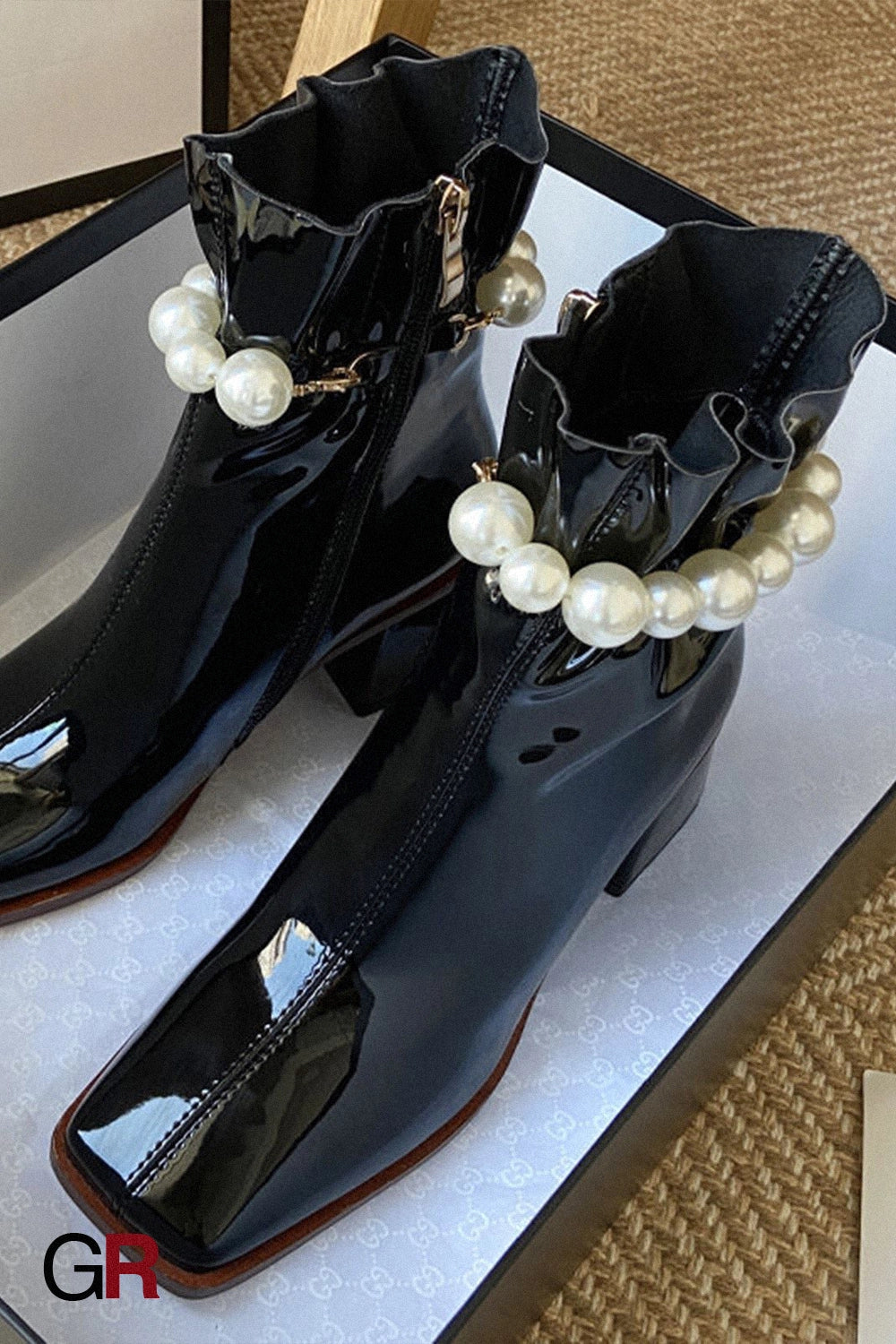 Colette Pearl-Trim Ankle Boots