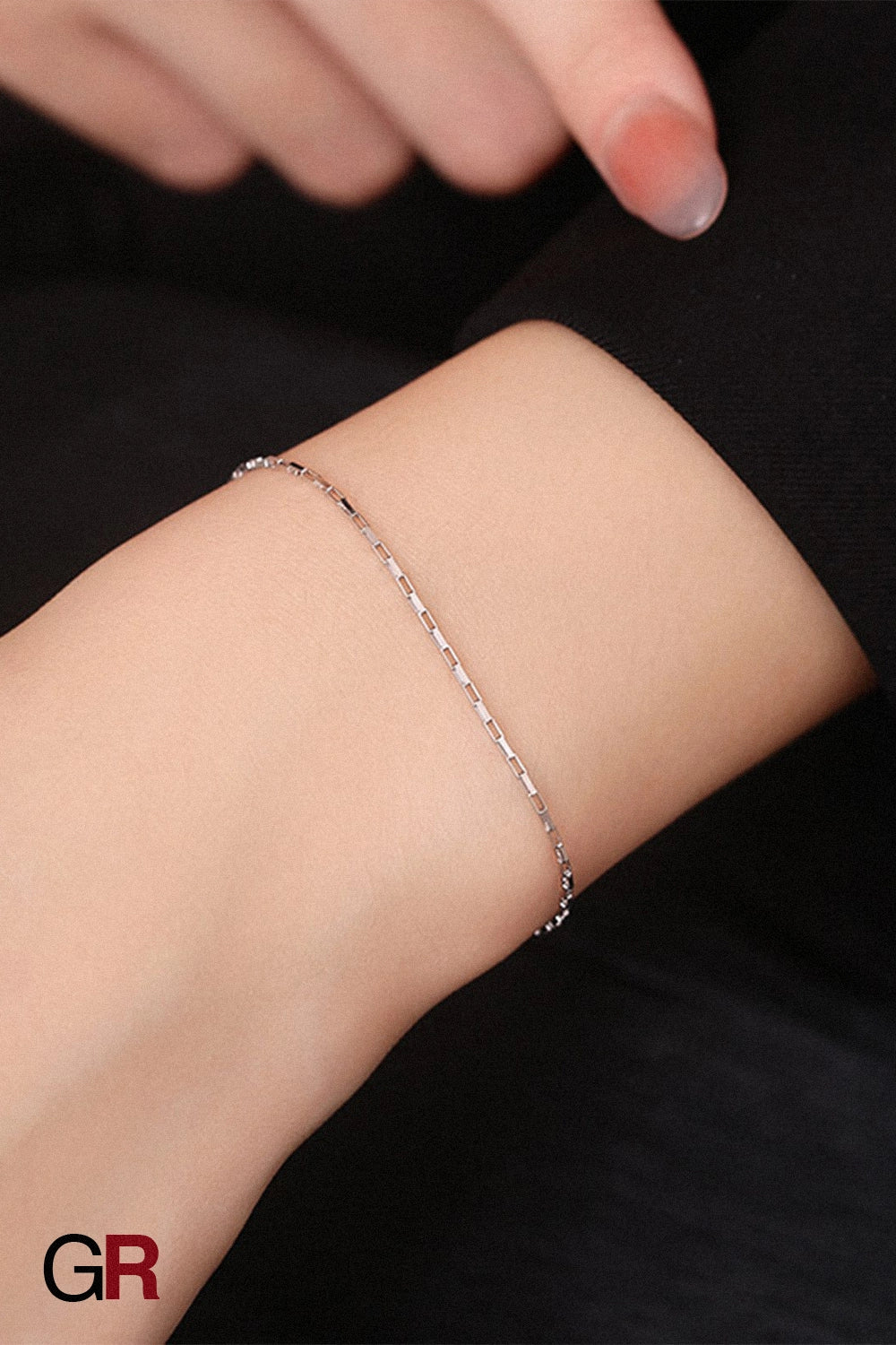 “GlamoROZ Argent Whisper Luminous Silver Cuff Bracelet Jewelry front view on neutral background”