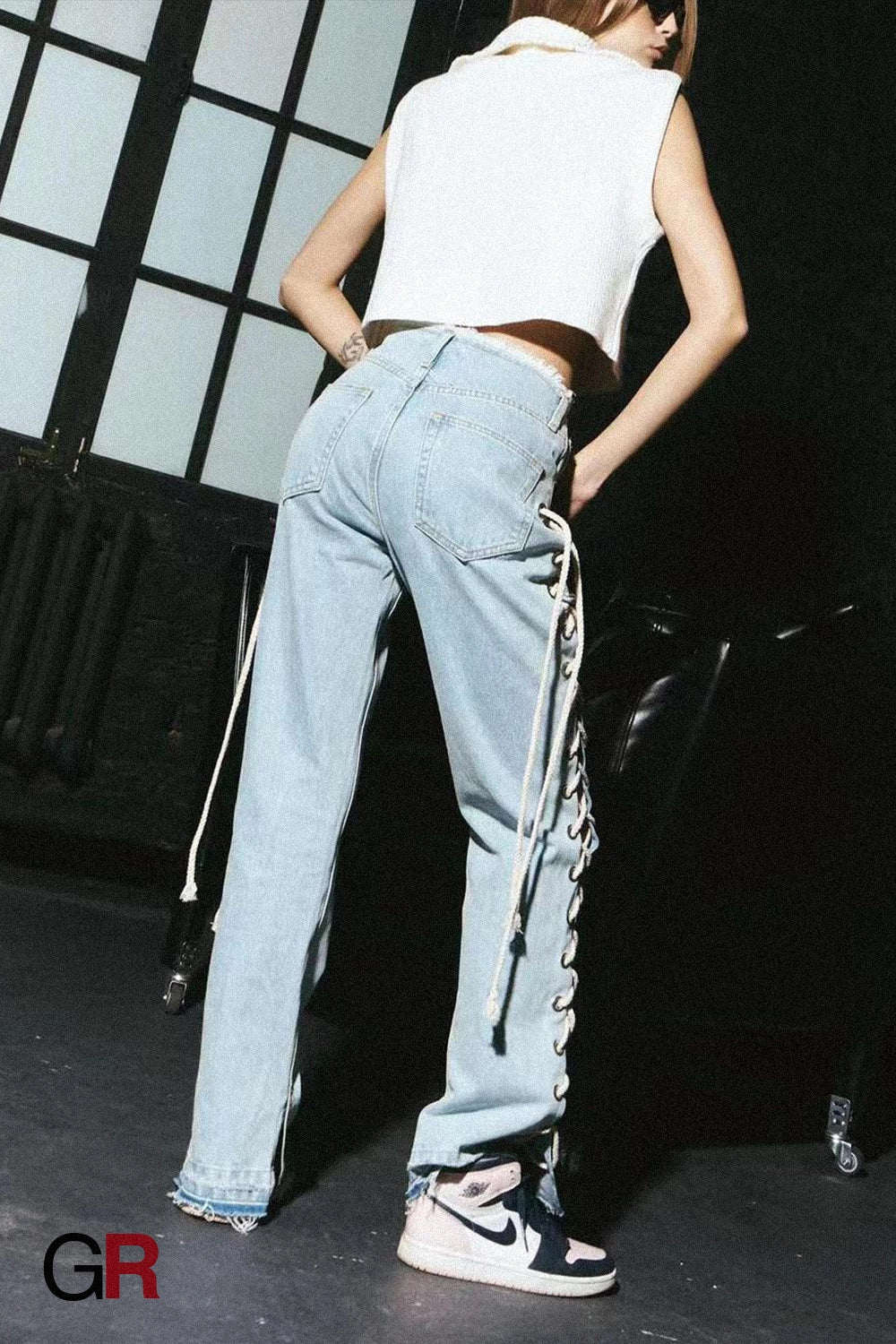 Nightfall Corset-Lace Denim Trouser