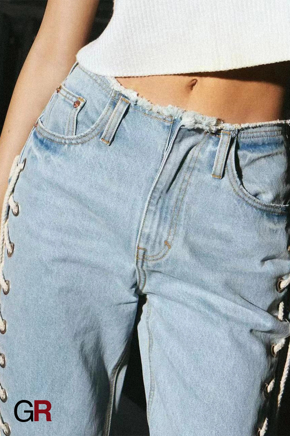 Nightfall Corset-Lace Denim Trouser