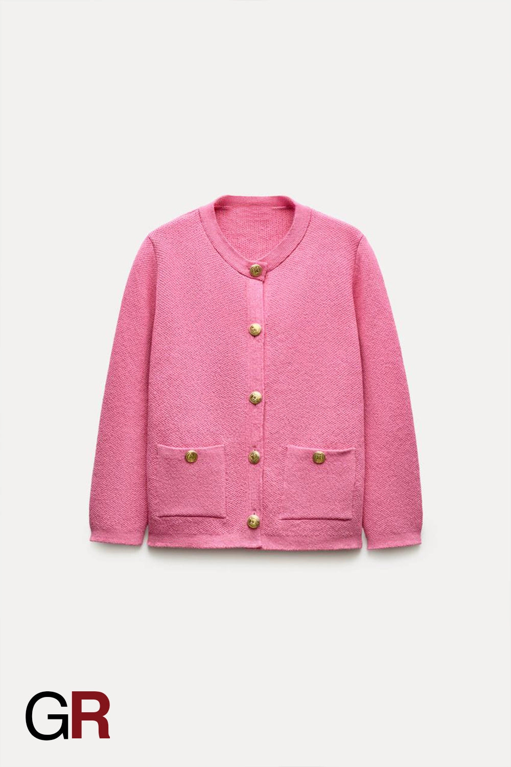 Luxe Single-Breasted Pink Knit Elegance - GlamoROZ