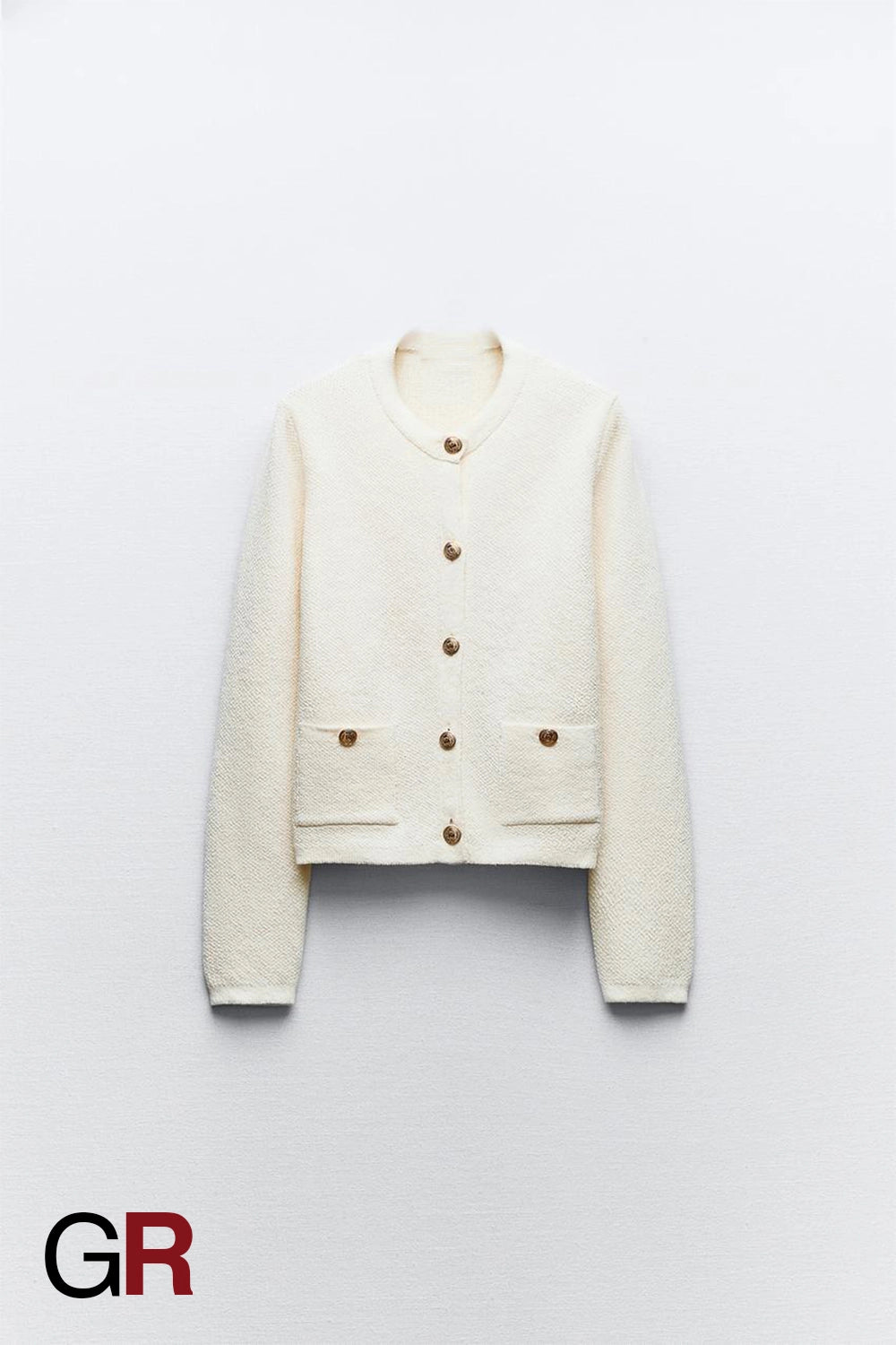 Luxe Single-Breasted White Knit Elegance - GlamoROZ