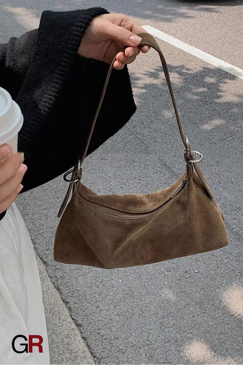 Deerskin Velvet Vintage Soft Leather Frosted Underarm Bag