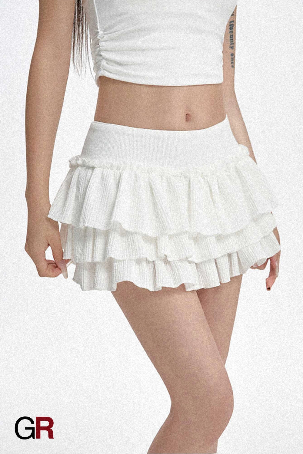 Tiered Ruffle Knit Micro Skirt