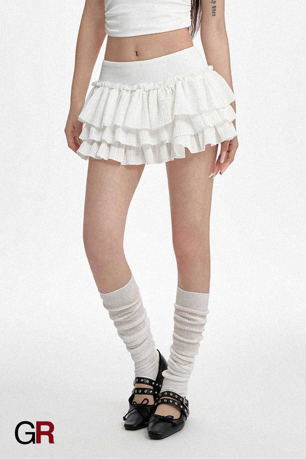 Tiered Ruffle Knit Micro Skirt