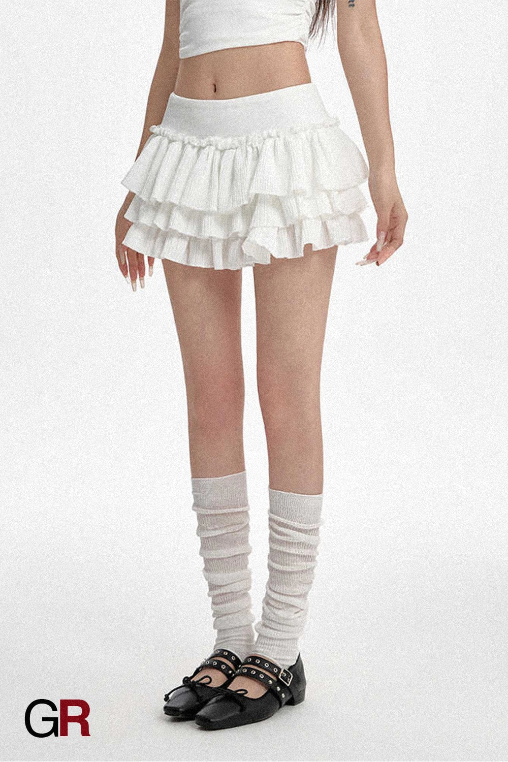 Tiered Ruffle Knit Micro Skirt
