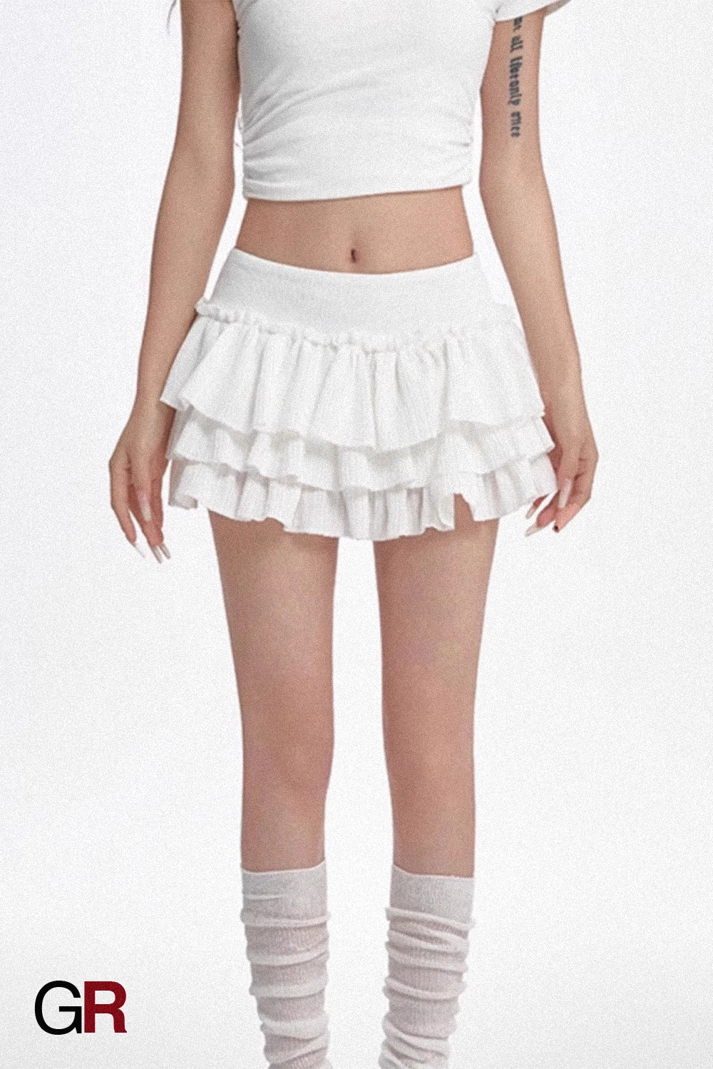 Tiered Ruffle Knit Micro Skirt