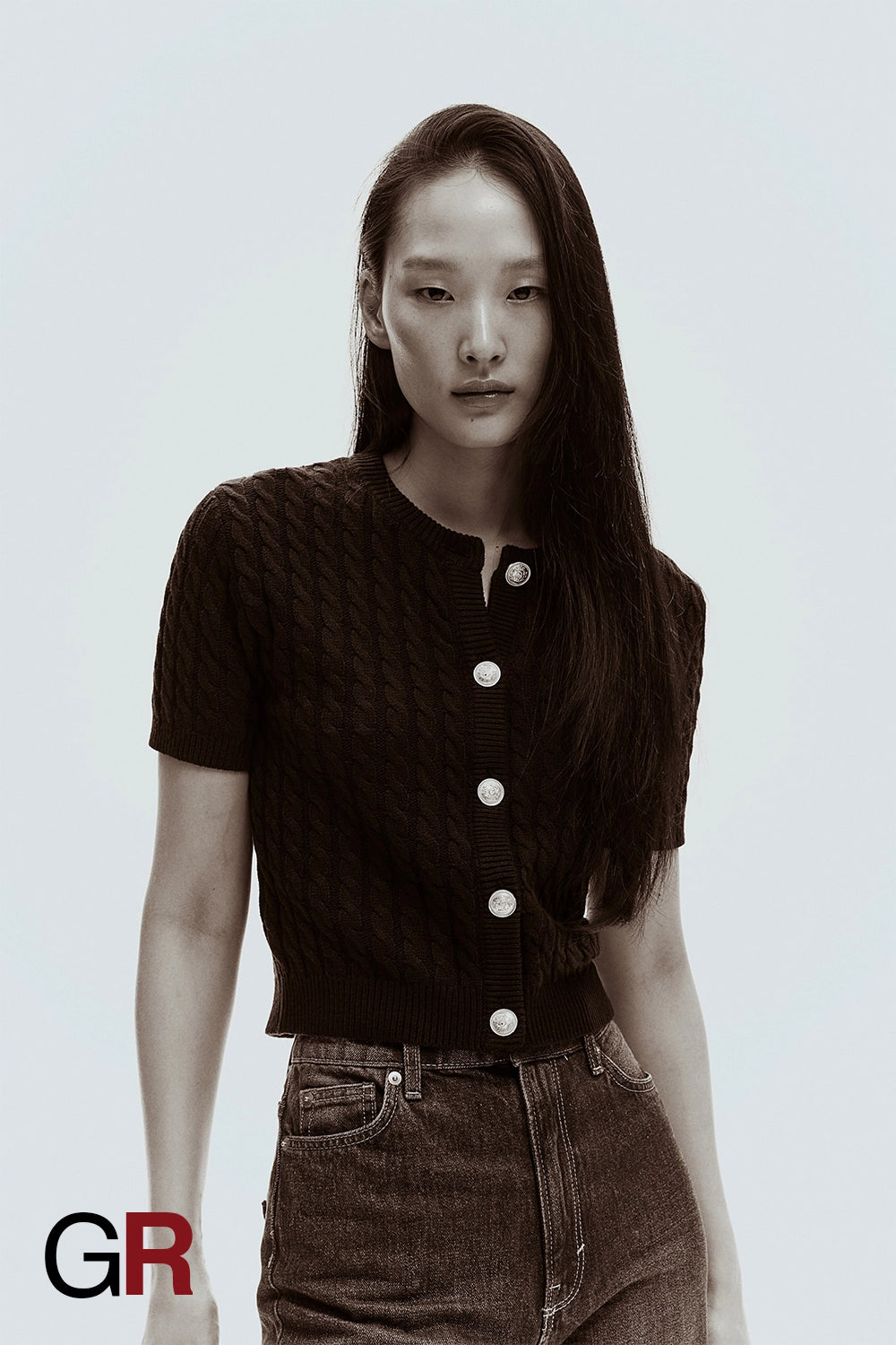 Continental Chic Short-Sleeve Black Knit Cardigan - GlamoROZ
