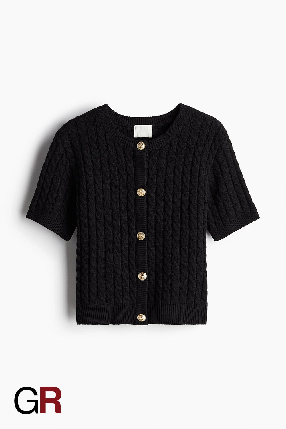 Continental Chic Short-Sleeve Black Knit Cardigan - GlamoROZ
