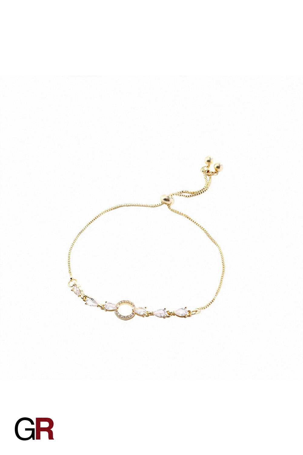 “GlamoROZ Lune Éclat Luminous Silver Circle Bracelet Jewelry close-up showing circle pendant and zircon inlay”