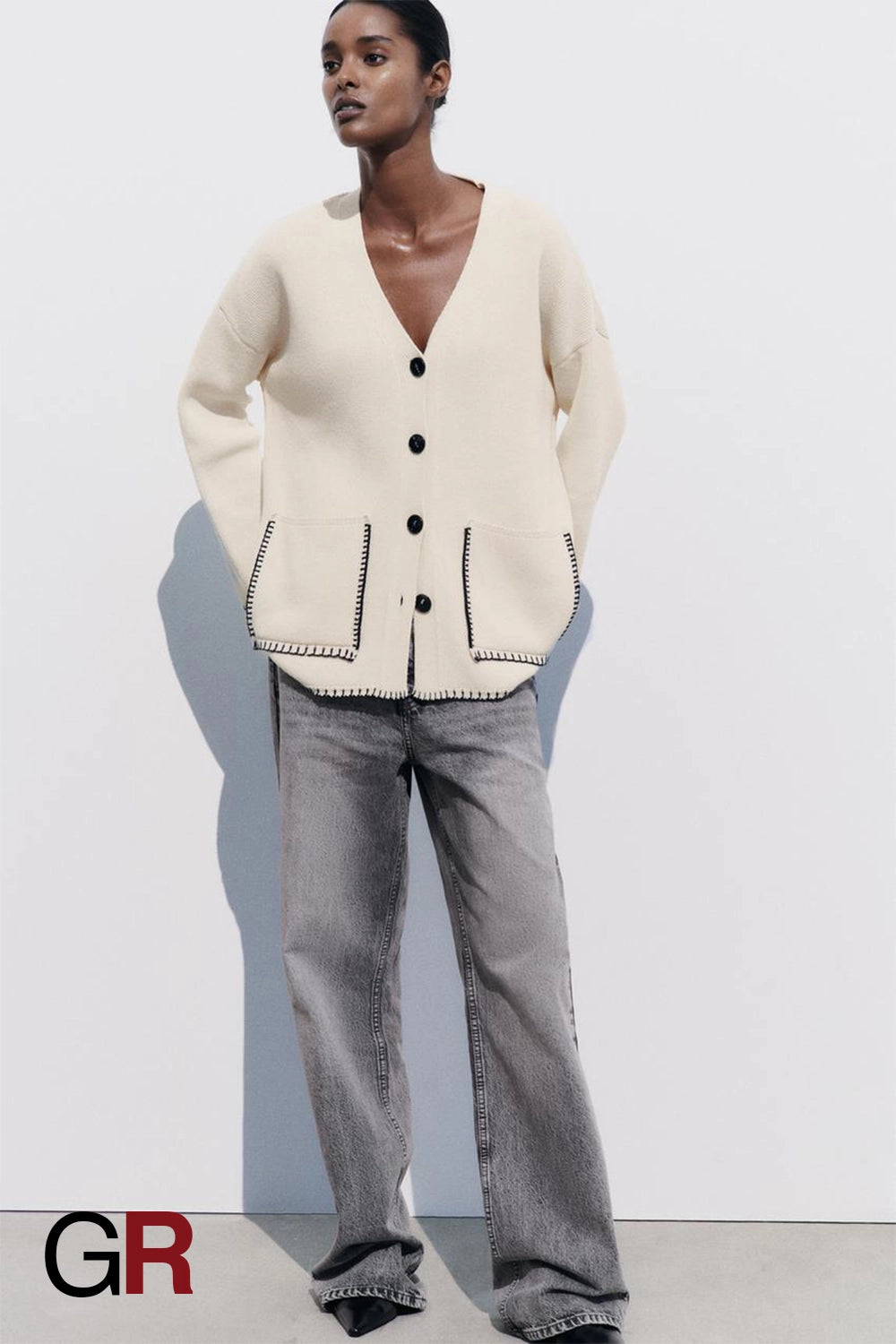Luxe Contrast-Tie Knitted Cardigan - GlamoROZ