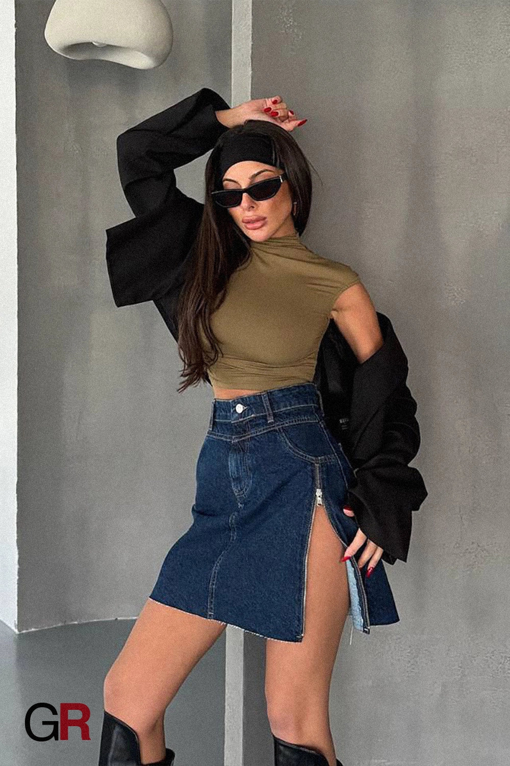 Azure Riviera Slit Mini Skirt