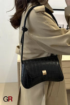 Trendy Retro Lock Simple Underarm Small Square Shoulder Bag