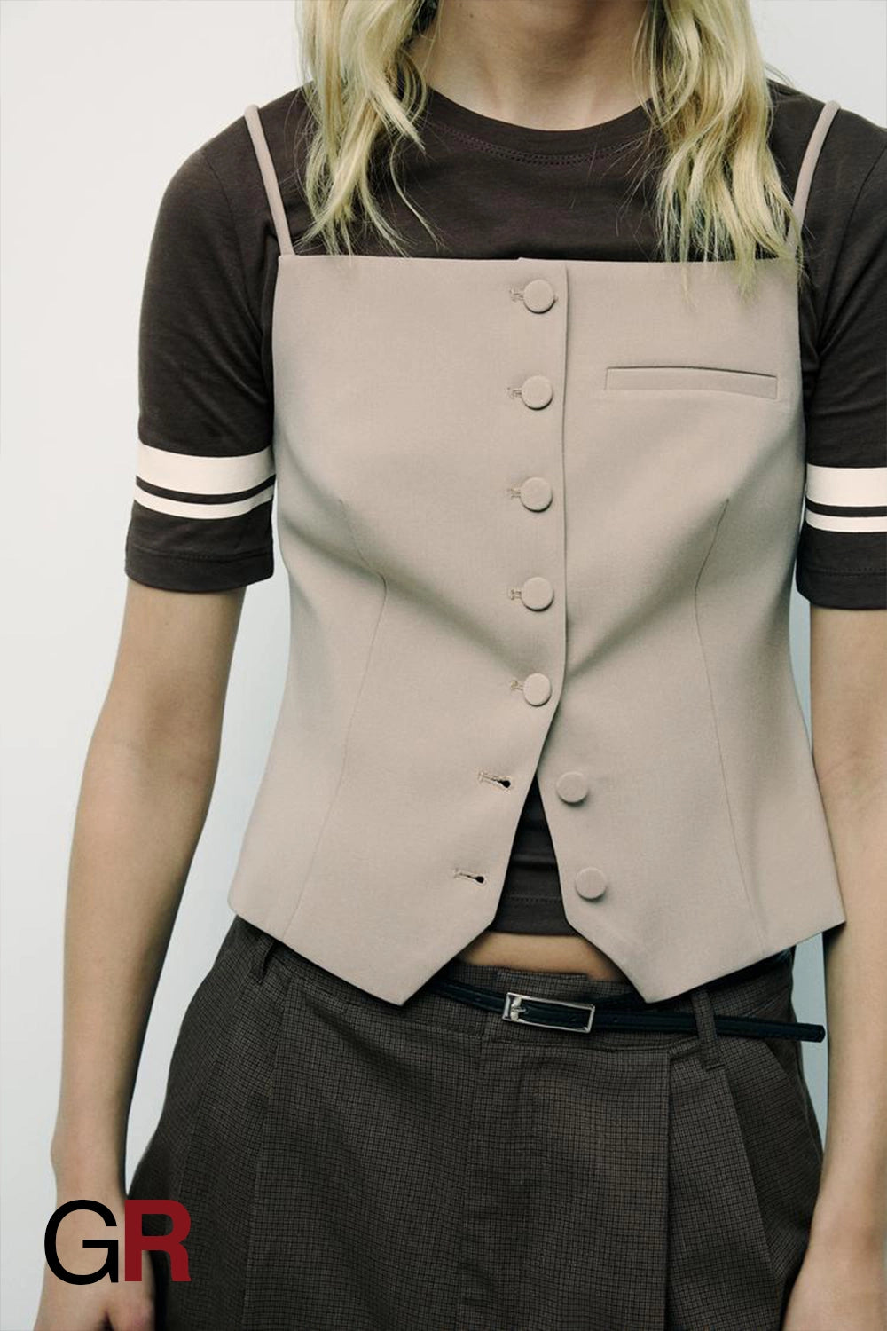 Chic French-Inspired Slim-Fit Breasted Sling Top - GlamoROZ