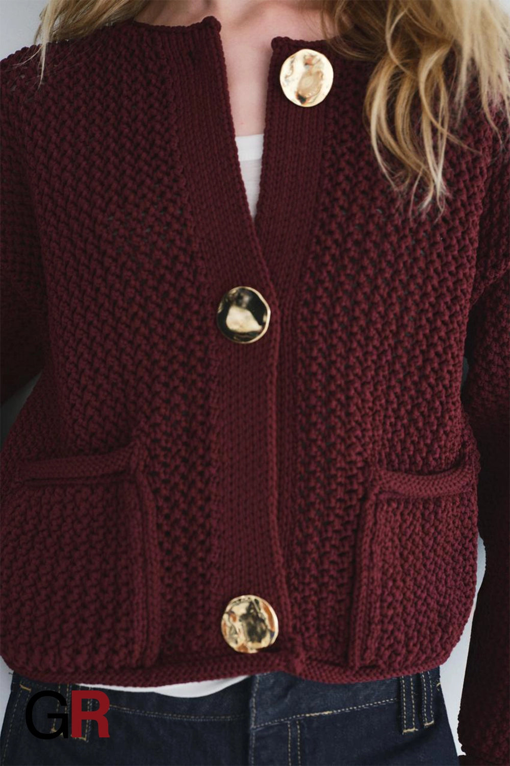 Luxe Essentials Thick-Knit Round Neck Cardigan - GlamoROZ